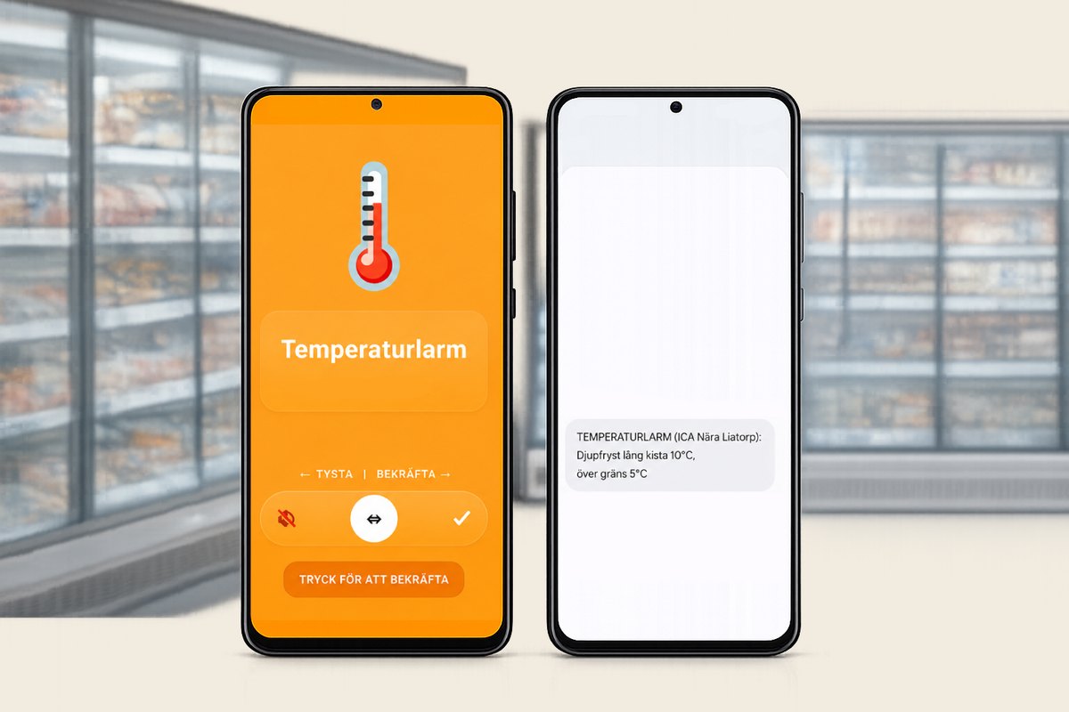 Temperaturlarm på mobilen